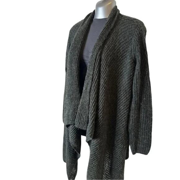 Joe Fresh Women's Charcoal Open Cascade Waterfall Front Cardigan Sweater Size M - Picture 2 of 7